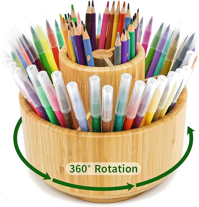 Bamboo 360 Rotating Pen Holder Organizer 3 Bamboo 360 Rotating Pen Holder Organizer 3